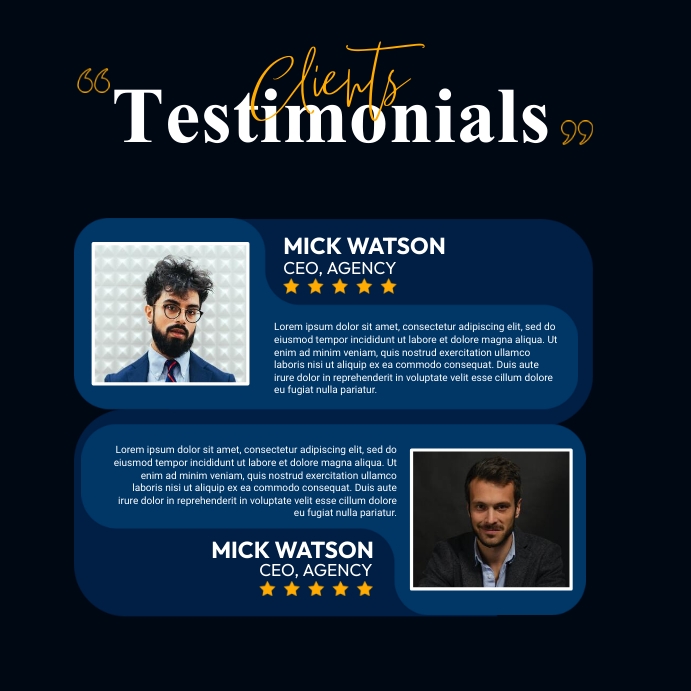 Blue Clients Testimony Template | PosterMyWall