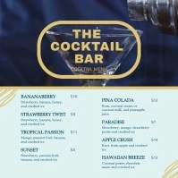 Blue Cocktail Menu Square Video Cuadrado (1:1) template