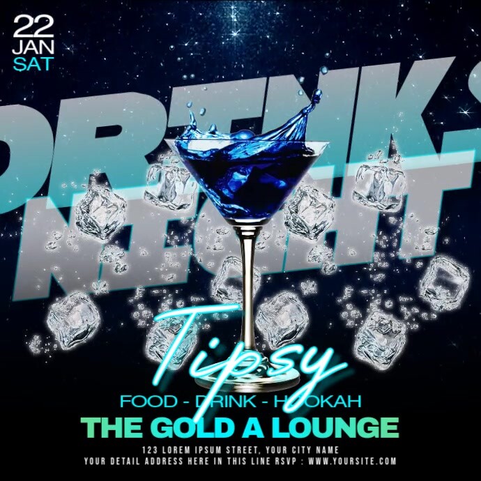 Event Advertisement. Blue Blue Cocktail Party Ads Template | PosterMyWall