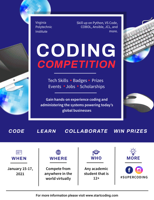 Blue Coding Competition Flyer Template | PosterMyWall