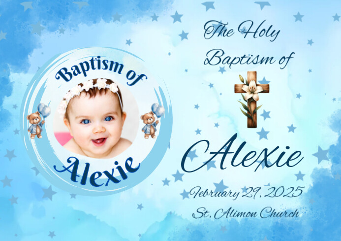 Blue Collage Baby Baptism Ref Magnet Template A4