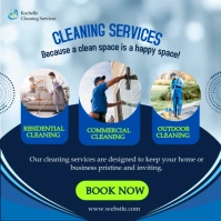 Blue Collage Cleaning Services Instagram Post template