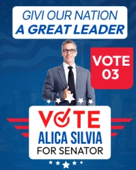Blue Collage Election Campaign Flyer Instagram Portrait template