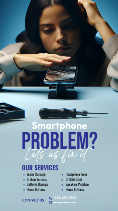 Blue Collage Expert Smartphone Repair Whatsapp Status template