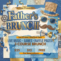 Blue Collage Father's Day Brunch Square Video Quadrato (1:1) template