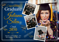 Blue Collage Graduation Celebration Postcard Postkort template