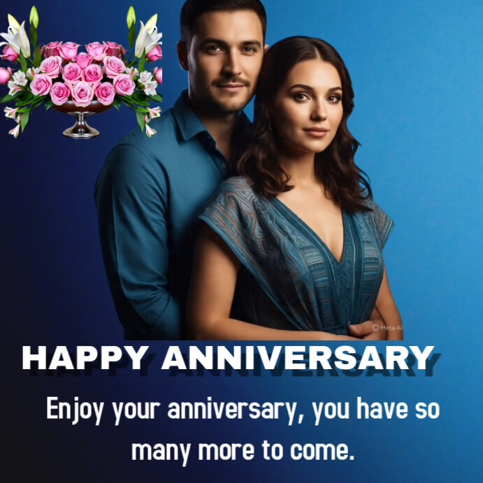 Blue Collage Happy Anniversary Instagram Post Templat | PosterMyWall