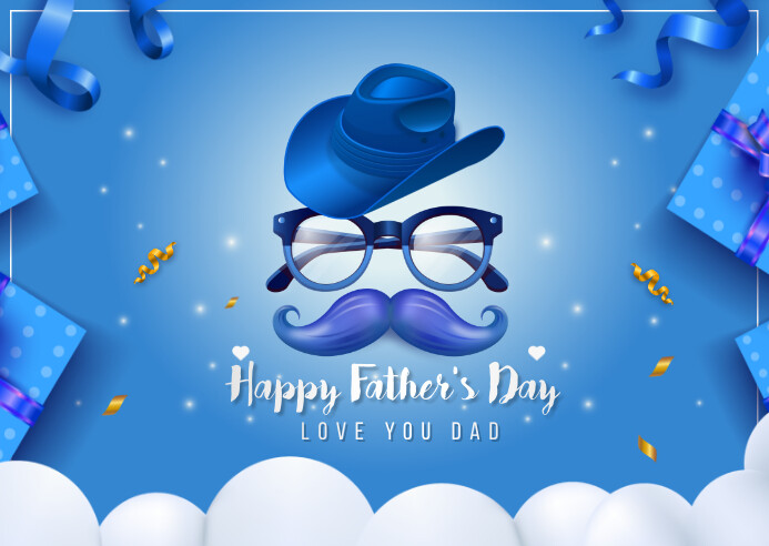 Blue Collage Happy Father's Day Postcard template