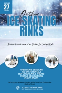 Blue Collage Ice Skating Rinks Poster template