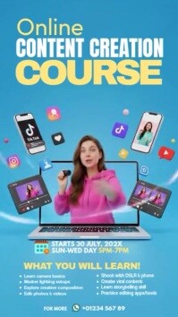 Blue Collage Online Content Creation Course  Ad  Instagram Reel template