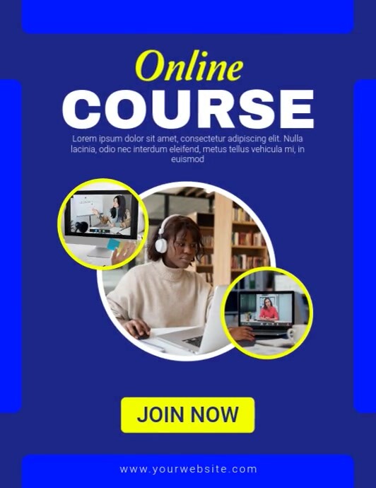 Blue Collage Online Course Flyer (us Letter) template