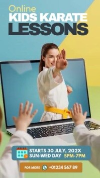 Blue Collage Online Kids Karate Lessons Ad Instagram Reel template