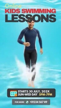 Blue Collage Online Online Kids Swimming Lessons Ad  Instagram Reel template