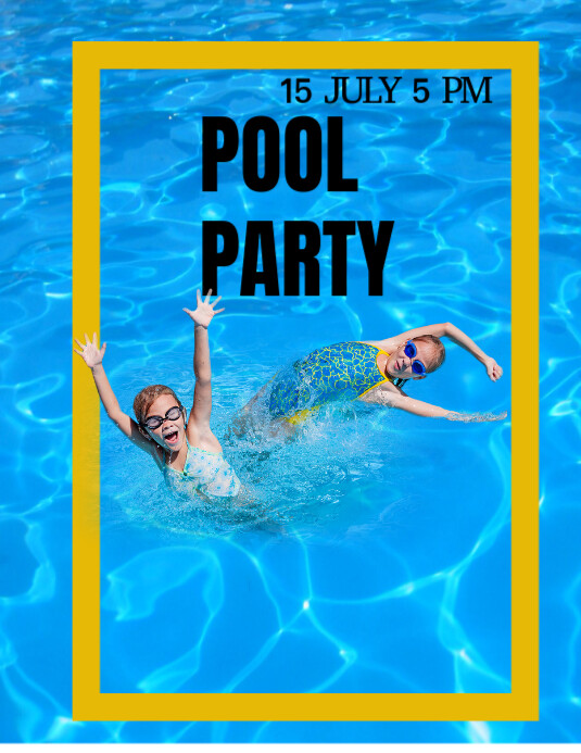 Blue Collage Pool Party Flyer (us Letter) template