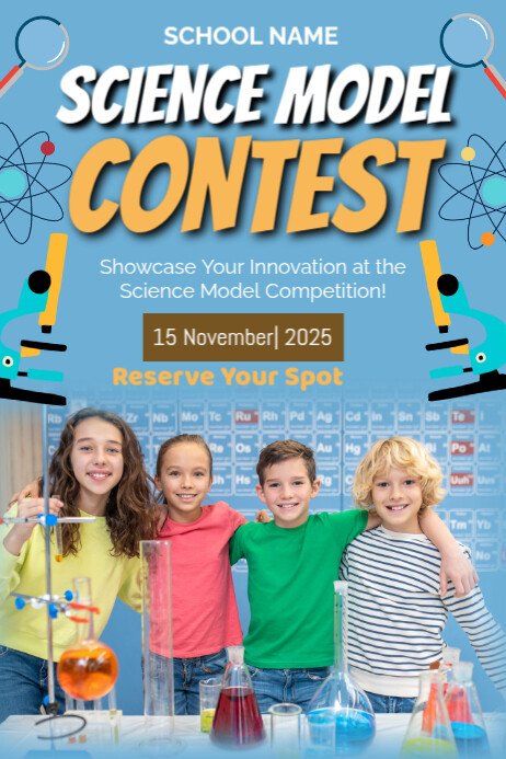 Blue Collage Science Model Contest Poster Template | PosterMyWall
