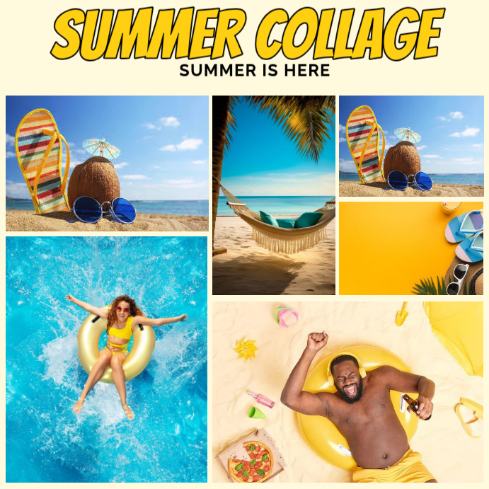 Blue Collage Summer Collage Square Template | PosterMyWall