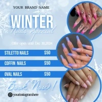 Blue Collage Winter Nails Flyer Instagram Post template