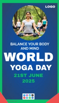 Blue Collage World Yoga Day 21st June  Business Card template