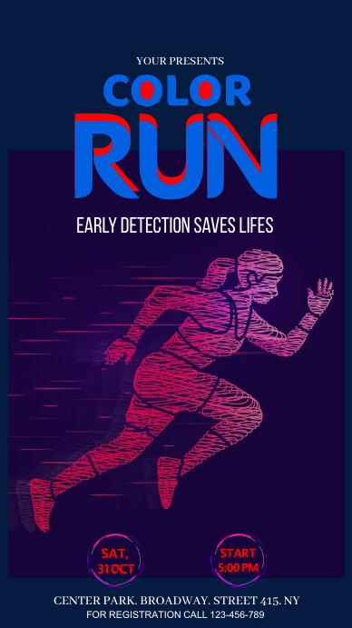 Blue  Color Run  Digital Display (9:16) template