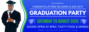 Blue Commencement Party Invitation Banner Couverture Facebook template