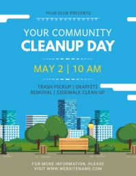Blue Cleanup Community Day Flyer Рекламная листовка (US Letter) template