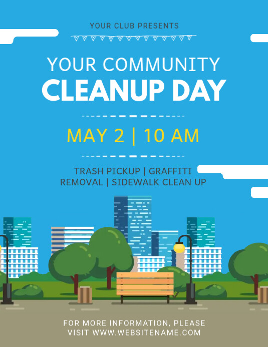 Blue Community Cleanup Event Flyer Template PosterMyWall