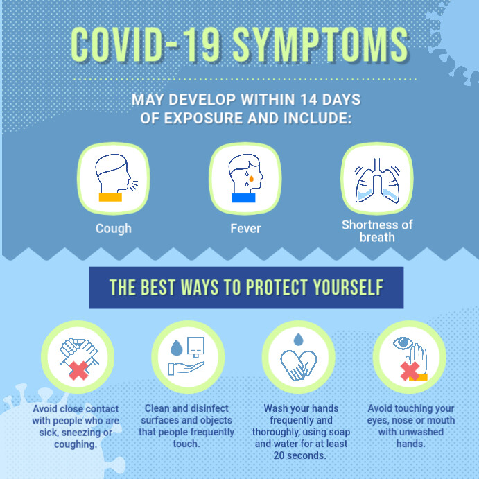 Postingan Coronavirus Biru Dengan Ikon Templat Postermywall