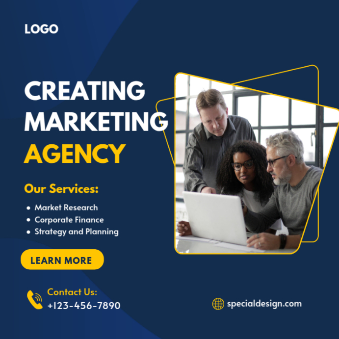 Blue Creative Marketing Agency Instagram Post Template | PosterMyWall