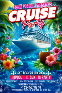 Blue Cruise Party Banner 4' × 6' template