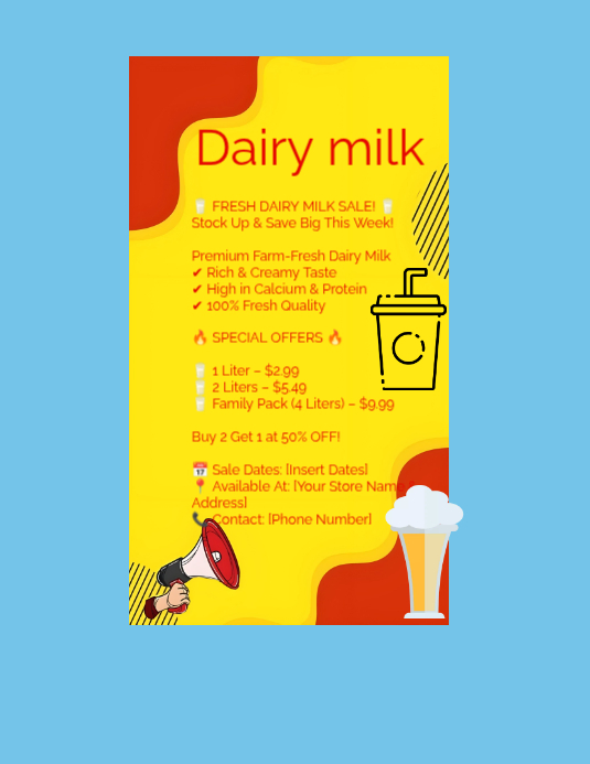 Flyer Daity Blue Dairy Milk Sale Flyers Template | PosterMyWall