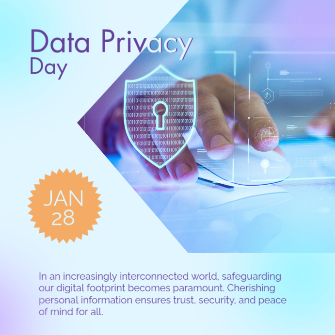 Privacy Post Graphics Blue Data Privacy Awareness Instagram Post Template | PosterMyWall