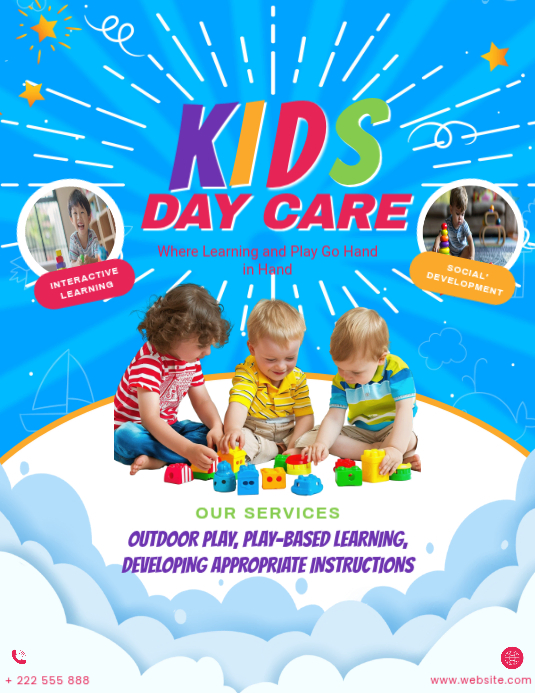 Blue Daycare Preschool Flyer (us Letter) Template | PosterMyWall