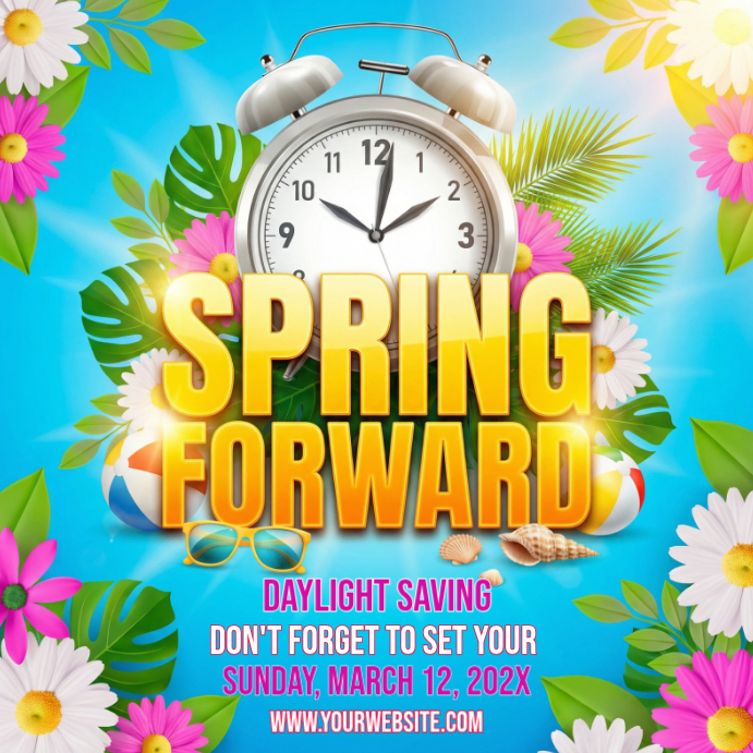 Blue Daylight Saving Reminder Instagram Post Template | PosterMyWall
