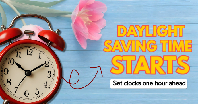 Blue Daylight Saving Time Facebook Shared Image Template | PosterMyWall