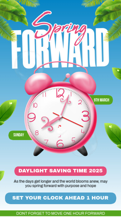 Blue Daylight Saving Time Flyer Instagram Story Instagram-verhaal template