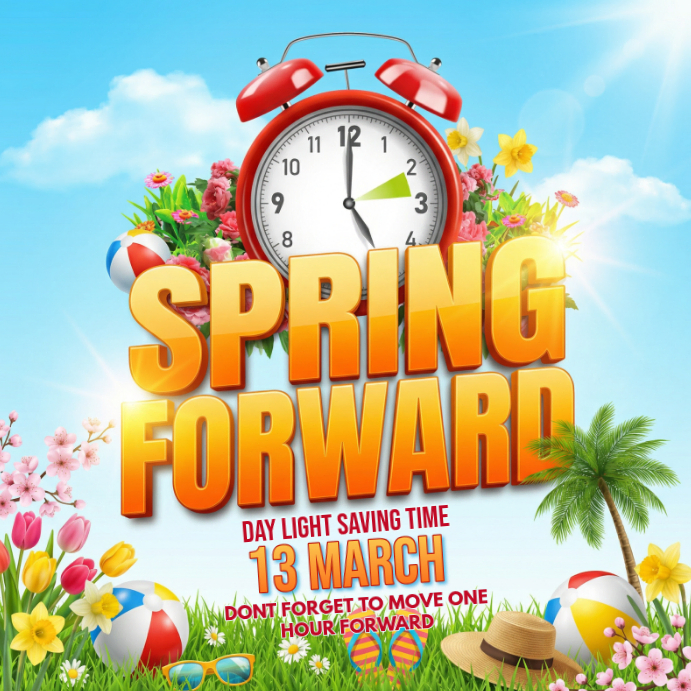 Blue Daylight Saving Time Instagram Post Template | PosterMyWall
