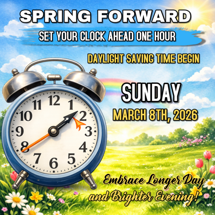 Blue Daylight Saving Time Instagram Post Template | PosterMyWall