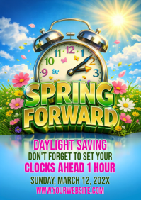 Blue Daylight Saving Time Reminder A4 template