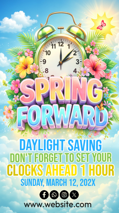 Blue Daylight Saving Time Reminder Instagram Story Template | PosterMyWall