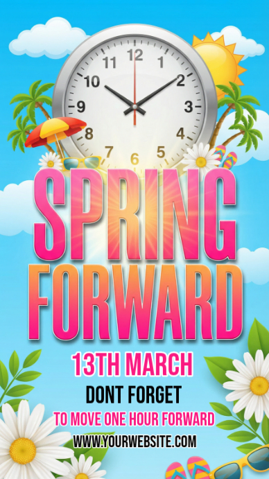 Blue Daylight Saving Time Reminder Instagram Story Template | PosterMyWall