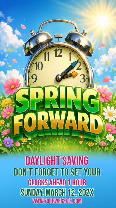 Blue Daylight Saving Time Reminder Instagram Story Template | PosterMyWall