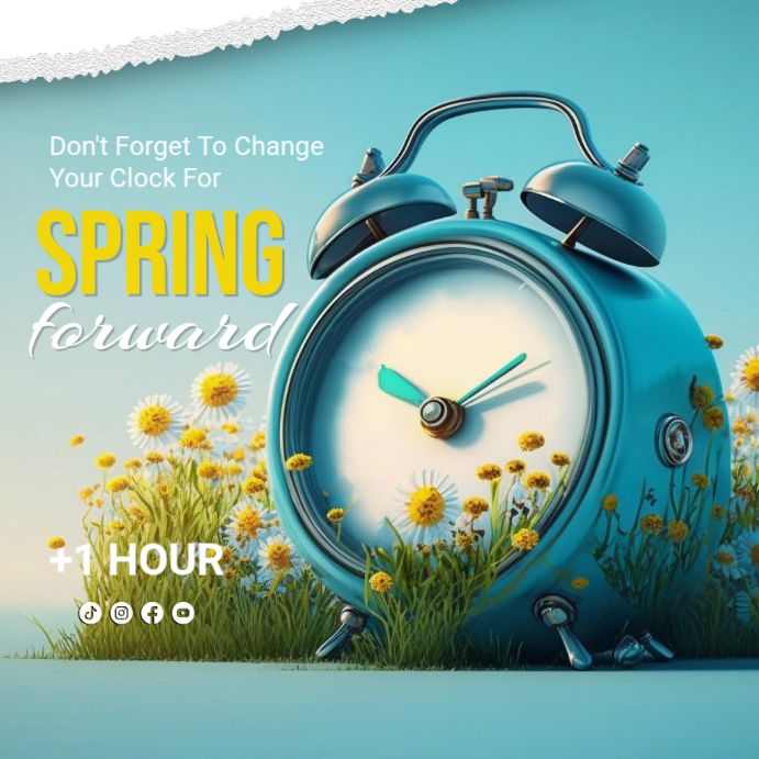 Blue Daylight Saving Time Reminder Instagram Post Template | PosterMyWall