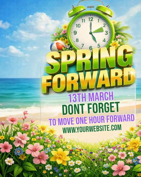 Blue Daylight Saving Time Reminder Instagram Portrait Template ...