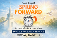 Blue Daylight Saving Time Reminder Poster template