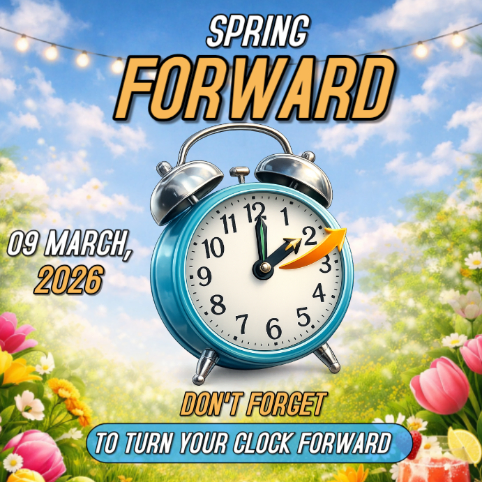 Blue Daylight Savings Time Instagram Post Template | PosterMyWall
