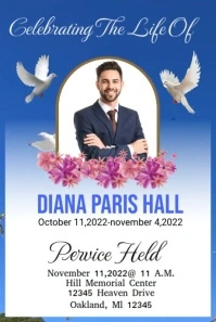 Blue Death Anniversary Funeral Invite Template Pinterest Graphic
