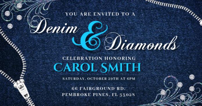 Blue Denim And Diamonds Invite Facebook Post Template Postermywall