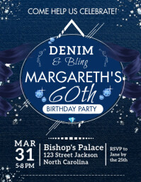 Blue Denim and Diamonds Wedding Invite Flyer