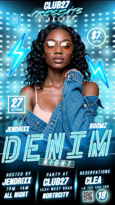Copy of blue denim females party night event ad design template ...