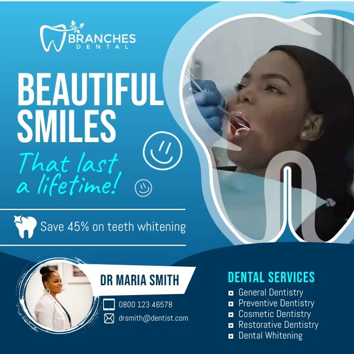 Blue Dentist Clinic Ad Square Video Template PosterMyWall